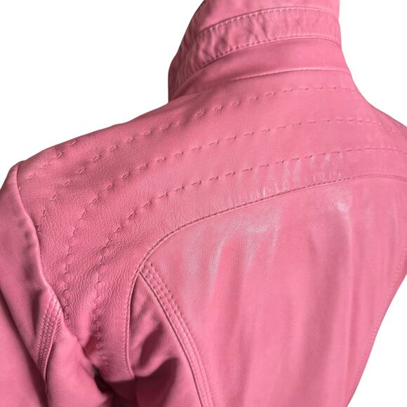 Overland Azura Washed Rose 100% Lambskin Leather Moto Jacket Size XXS Lined - Picture 5 of 13